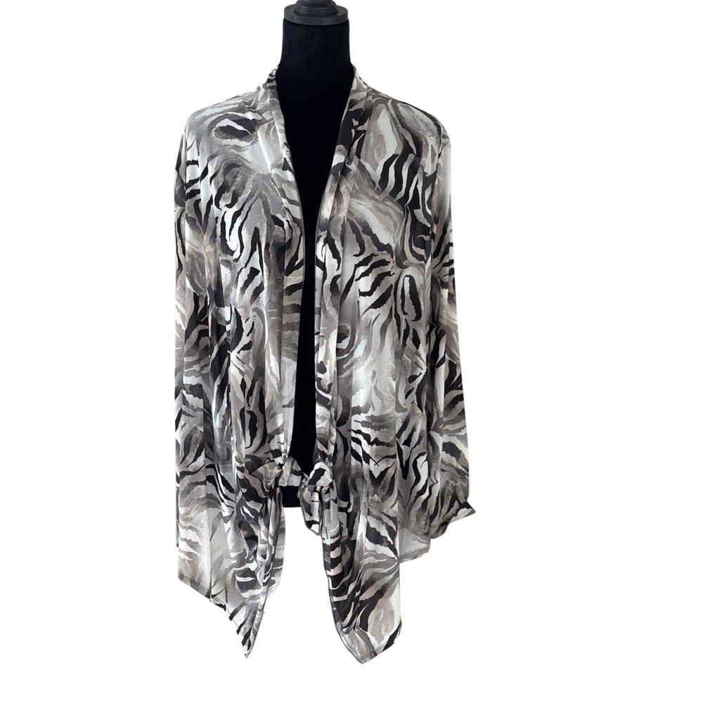 Chico's Travelers Collection Long Sleeve Animal Print Cardigan Top Sz 2‎ Medium